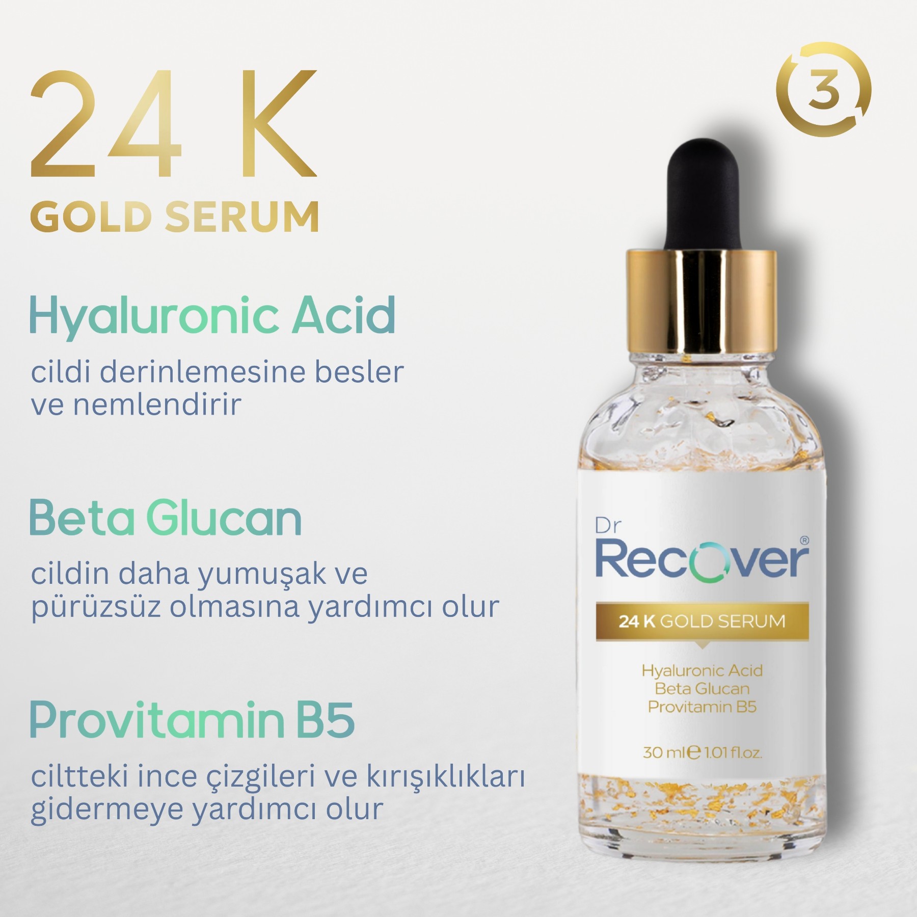 24K Gold Serum / Aydınlatıcı ve Sıkılaştırıcı Cilt Serumu
